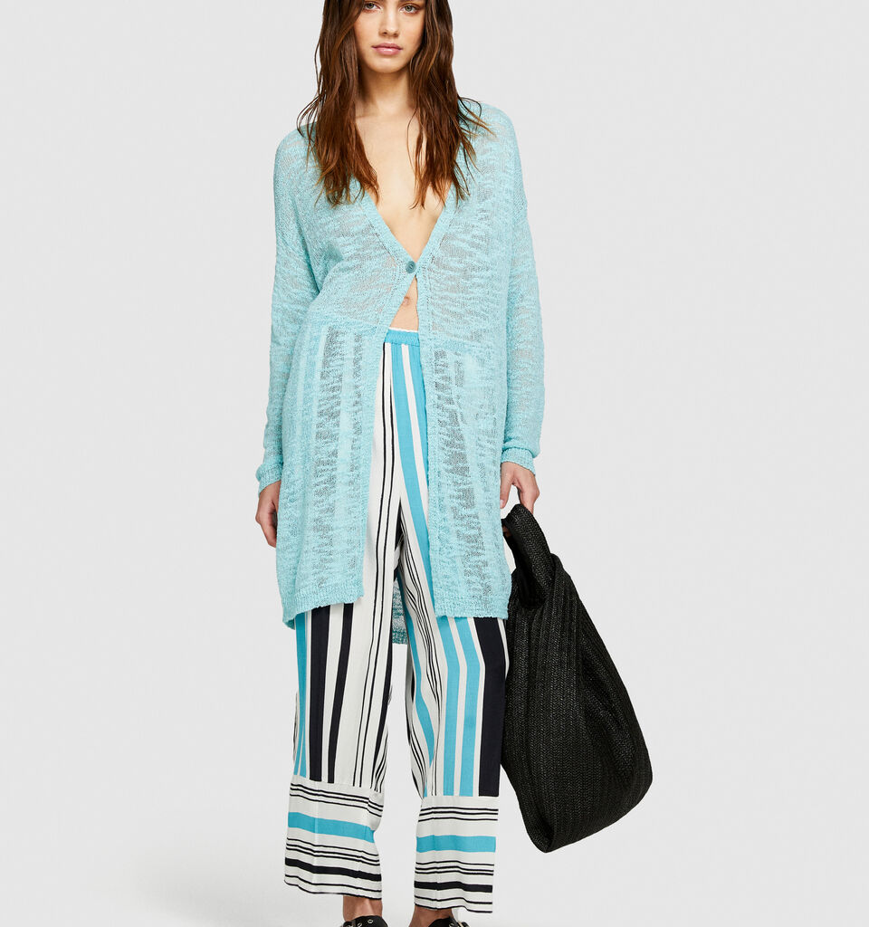 Long cardigan - women's cardigans - Turquoise | Sisley image number 1